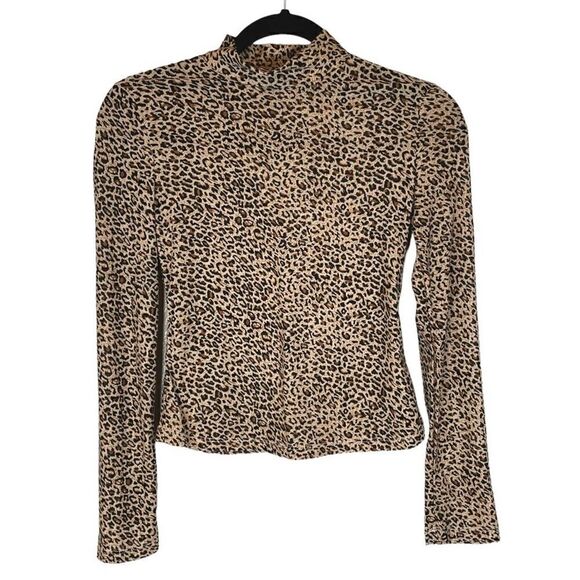 SHEIN Leopard Print Long Sleeve Fitted Top - Picture 3 of 5